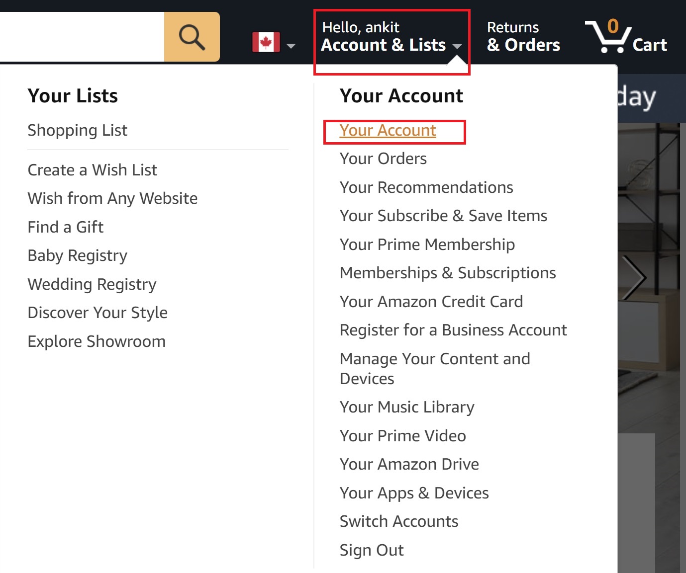 Amazon cómo abrir su página de cuenta
