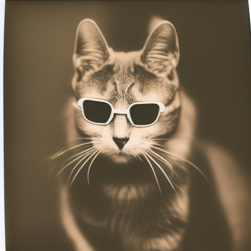 foto polaroid de un gato con gafas de sol