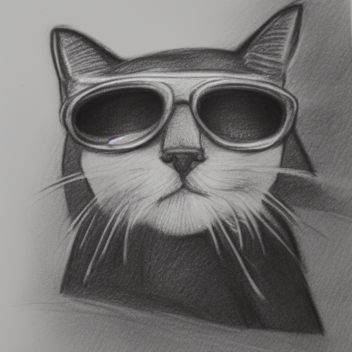 dibujo al carboncillo de un gato con gafas de sol