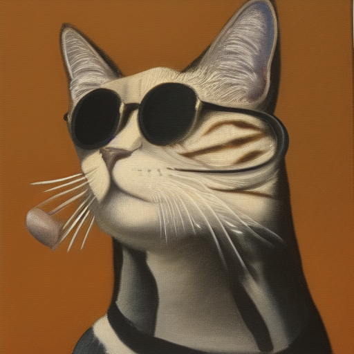 pintura al óleo de un gato con gafas de sol de max mustermann