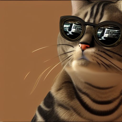 un gato con gafas de sol, renderizado en motor irreal