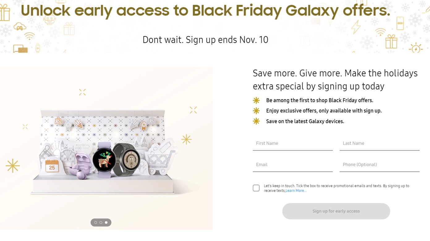 Venta de viernes negro de Samsung Acceso anticipado