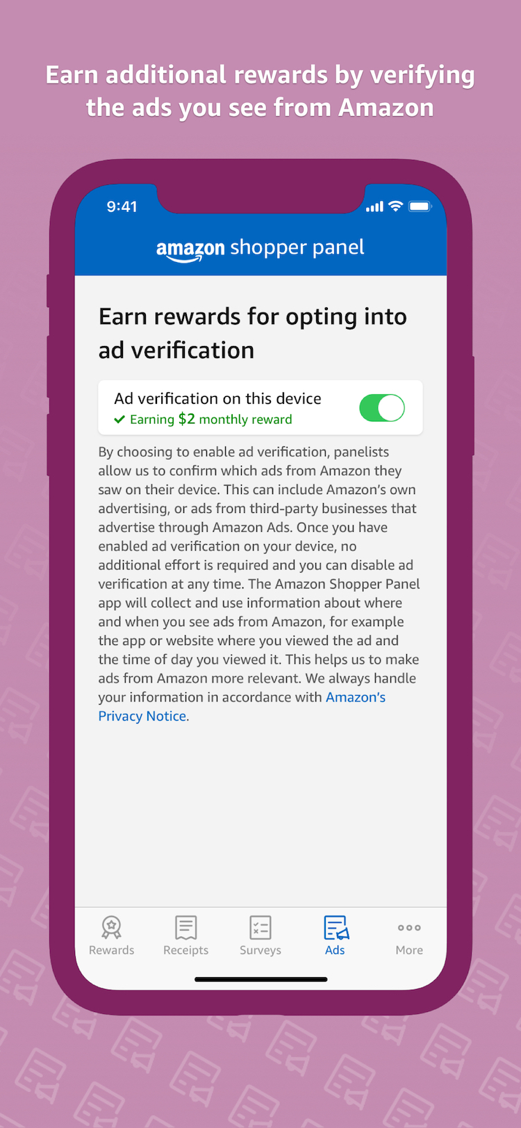 Verificación de anuncios de Amazon